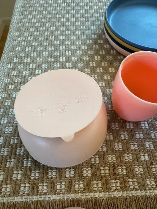 Assorted Kids Silicone Tableware Set - Pink, Peach, Blue, Mint - Picture 5 of 7